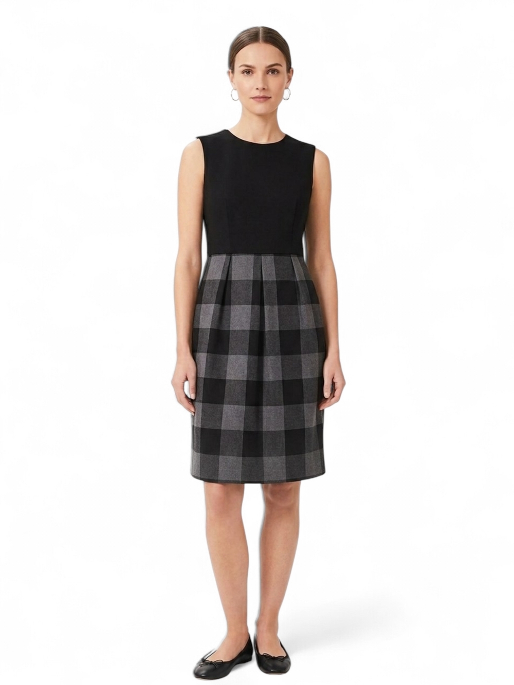 Connected Apparel Sleeveless Buffalo Plaid Sheath Dress Vintage Inspired